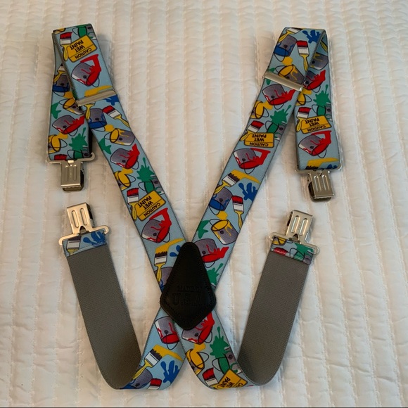 Men’s Suspenders Caution Wet Paint Pattern Made In USA - Picture 7 of 8